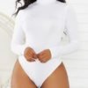 Plain High Neck Long Sleeve Bodysuit