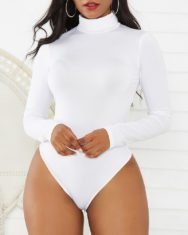 Plain High Neck Long Sleeve Bodysuit