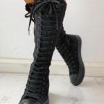 Canvas Side Zipped Lace-Up Boots