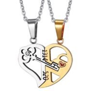 2PCS Valentine's Day Key to Love Matching Half Heart Necklace