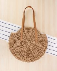 Boho Woven Straw Round Rattan Shoulder Bags