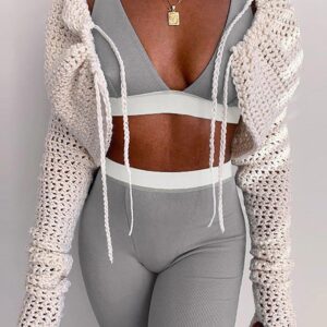 Colorblock Crop Top & High Waist Pants Set