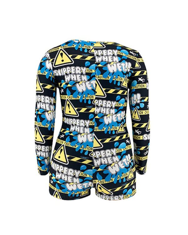 Plus Size Letter Graphic Print Buttoned Onesie - Image 5