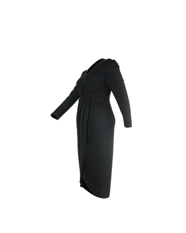 Plus Size Puffed Sleeve Ruched Asymmetrical Dress - Image 5