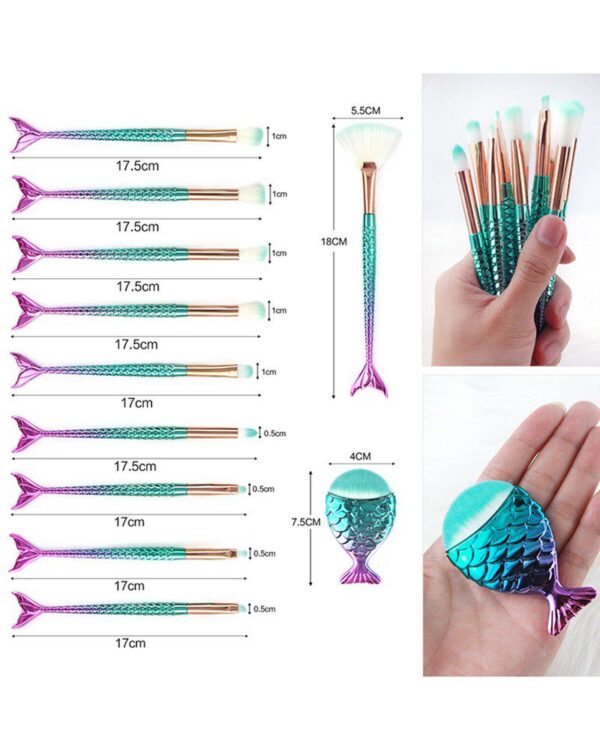 10PCS Mermaid Handle Makeup Brush Set - Image 5
