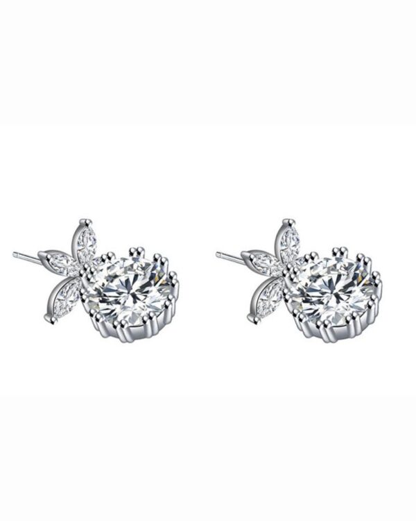 Floral Pattern Rhinestone Decor Stud Earrings - Image 4