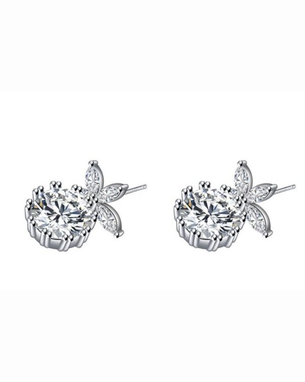 Floral Pattern Rhinestone Decor Stud Earrings - Image 3