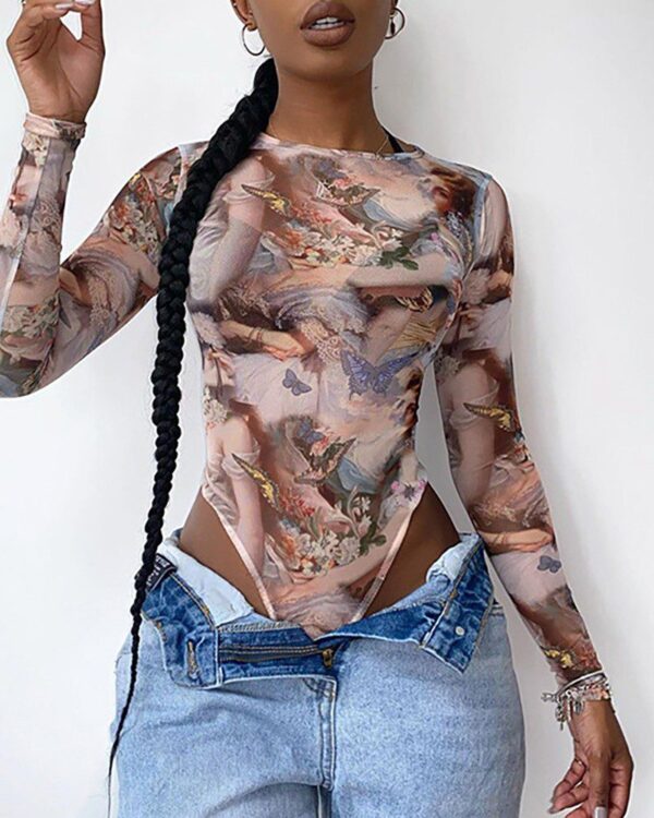 Butterfly Angel Print Long Sleeve Bodycuit - Image 4