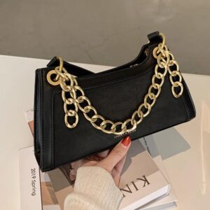 Chic All-match Solid Color Chain Messenger bag