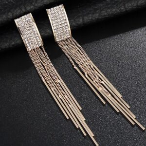 Studded Tassel Geometry Pattern Dangle Drop Earring