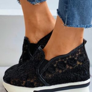Sheer Mesh Crochet Lace Lace Breathable Muffin Shoes