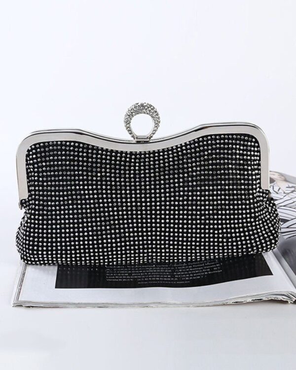 Studded O-Ring Evening Handbag Clutch Bag