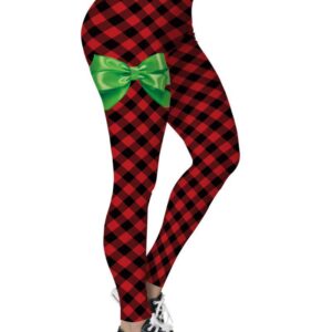 Plaid Bowknot High Waist Skinny Pants
