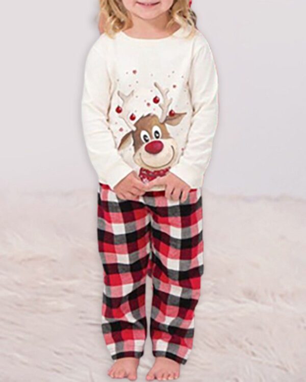 Christmas Moose Print Plaid Pajamas Set For Dad - Image 3