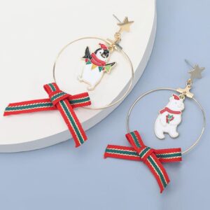 Christmas Pattern Bowknot Drop Earring