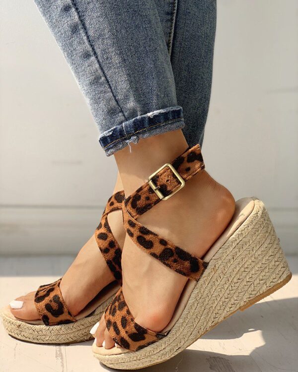 Suede Slingback Espadrille Wedge Sandals - Image 2