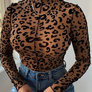 Leopard Print Long Sleeve Blouse