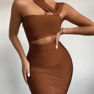 Plian One Shoulder Cutout Dress