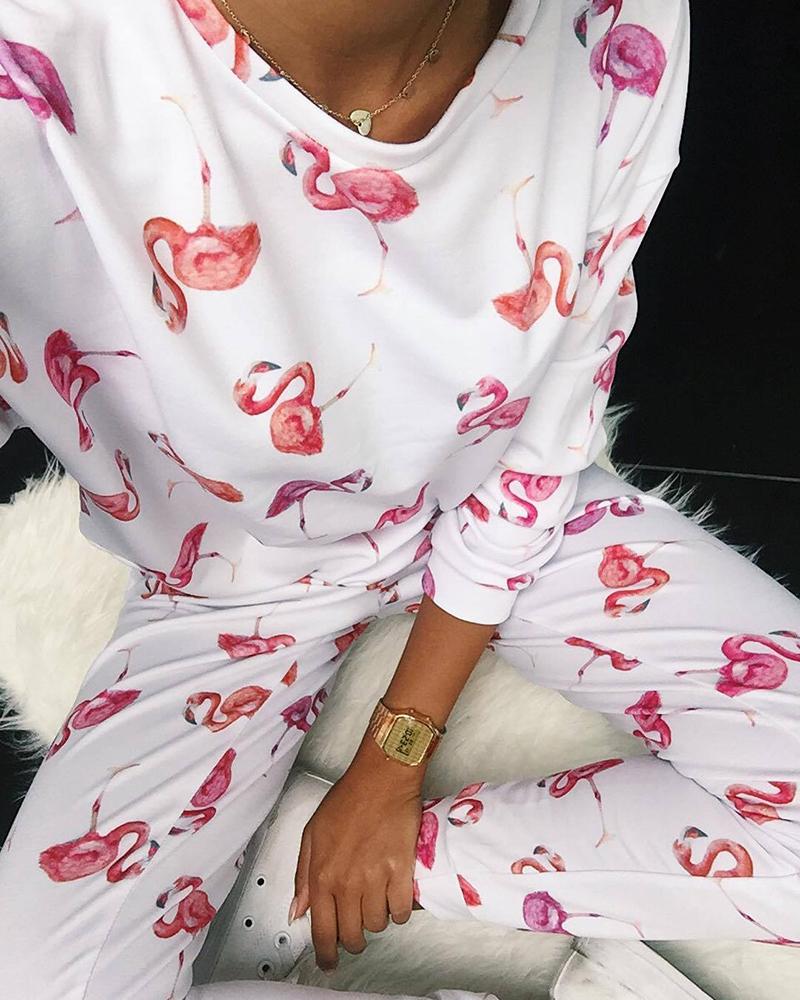 Long Sleeve Print Top & Pants Set - Image 3