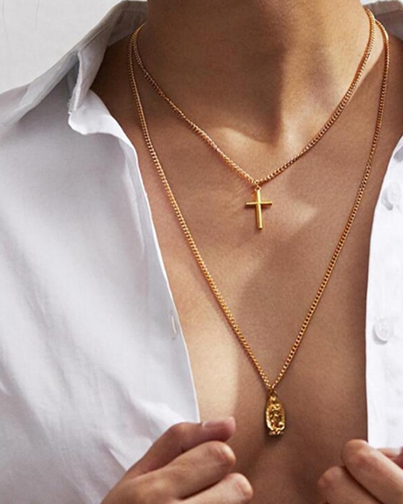 Cross Decoration Multi-layer Necklace
