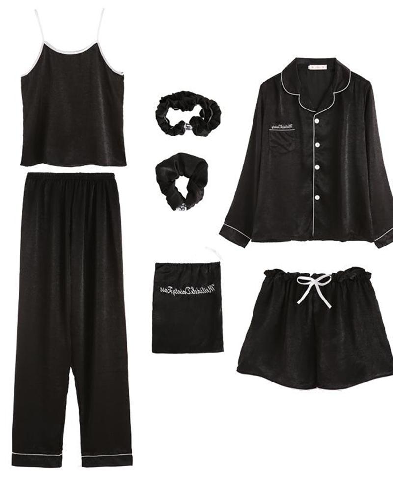 Satin 7-Piece Pajama Set - Image 3