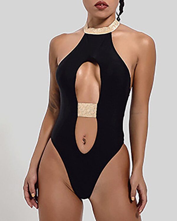 Halter Cutout Backless One Piece Swimsuit - Image 4