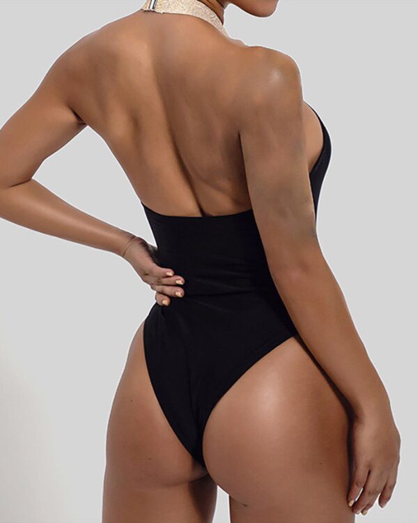 Halter Cutout Backless One Piece Swimsuit - Image 3