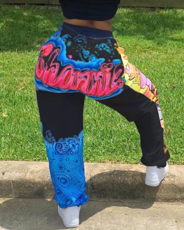 Cartoon Tie Dye Print Colorblock Sweatpants - Image 3