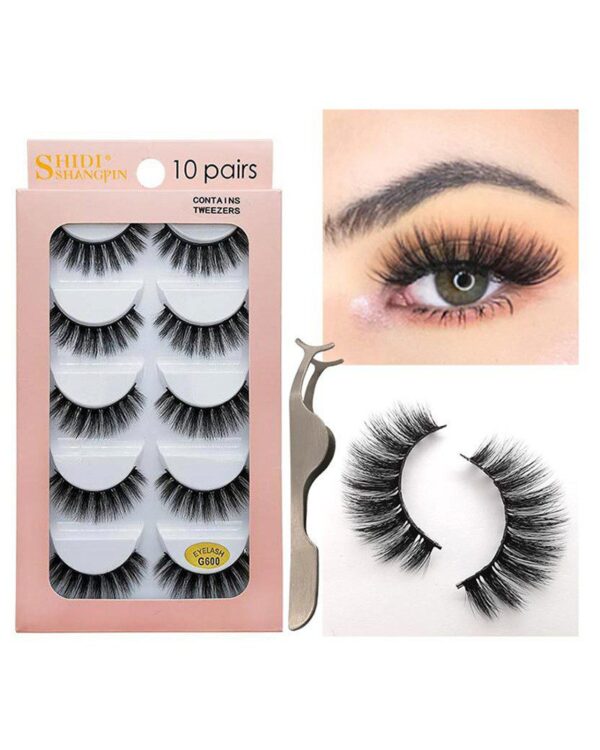 10Pairs Natural Curly False Eyelashes With 1PCS Clip