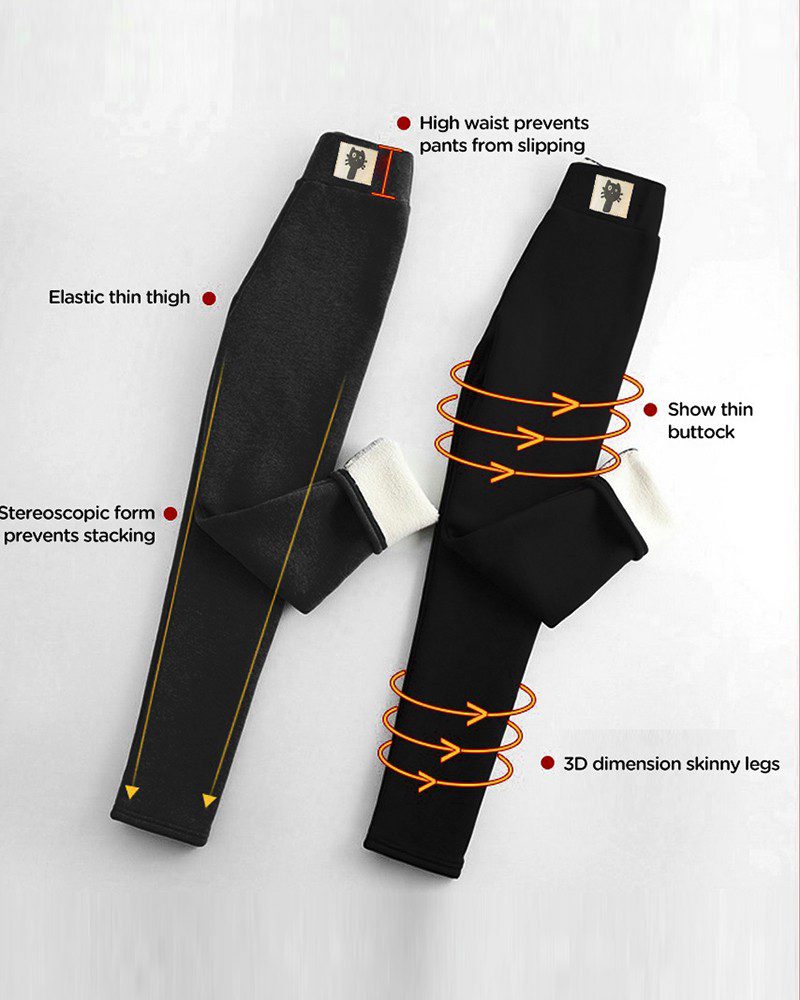 Cat Print High Waist Super Thick Cashmere Leggings - Image 3