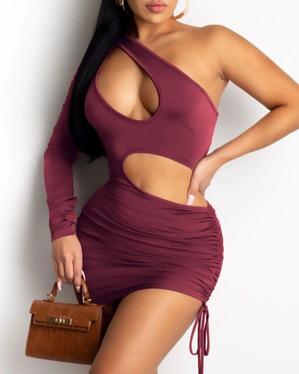 Zipper Front Long Sleeve Denim Bodycon Dress
