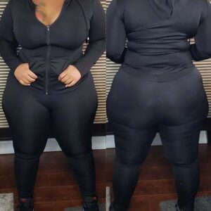 Plain Zipper Design Top & Pants Set