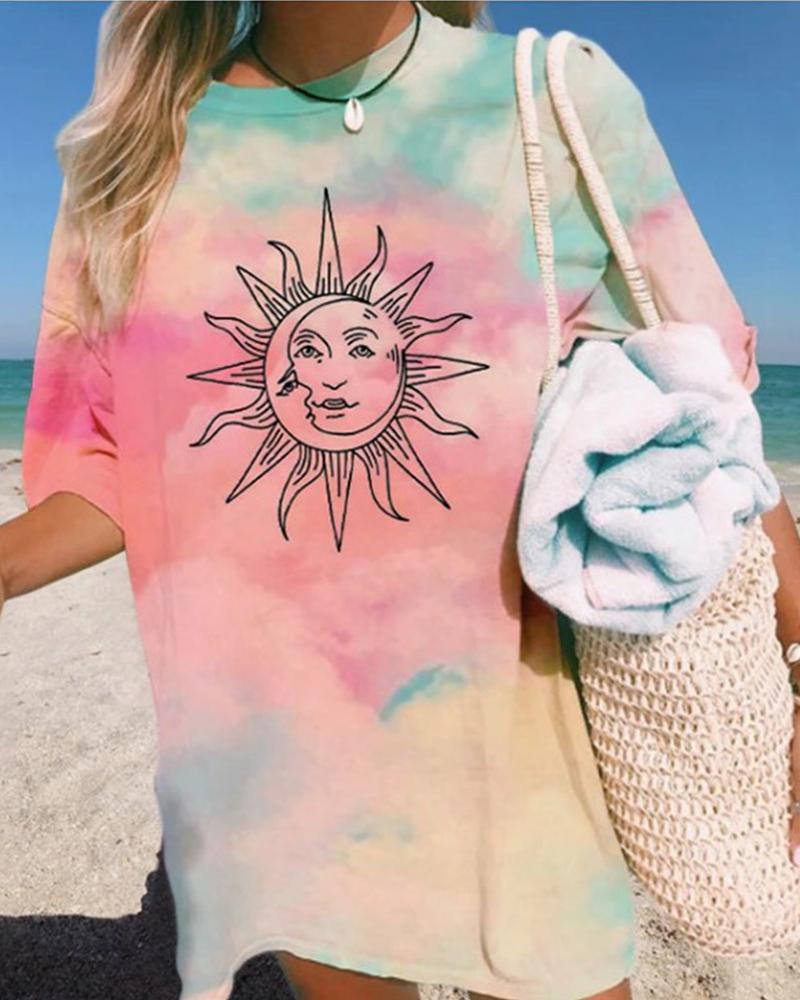 Print Short Sleeve Loose T-shirt - Image 3