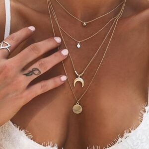 Fashion Tiered Moon Pendant Necklace