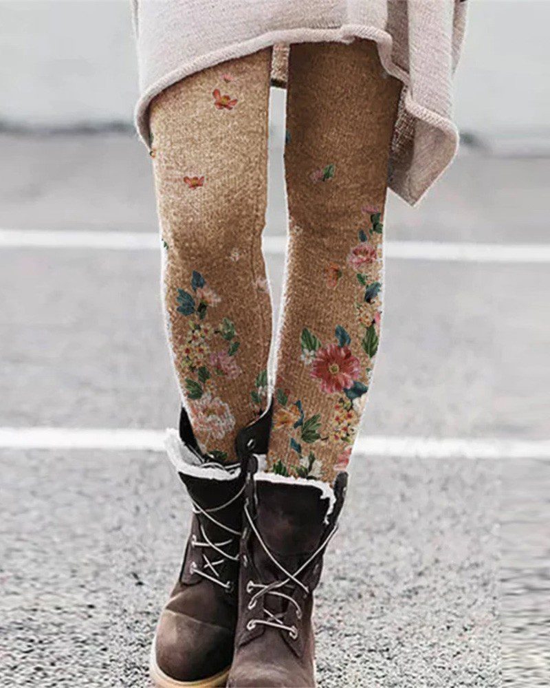 Floral Print Skinny Leggings - Image 4