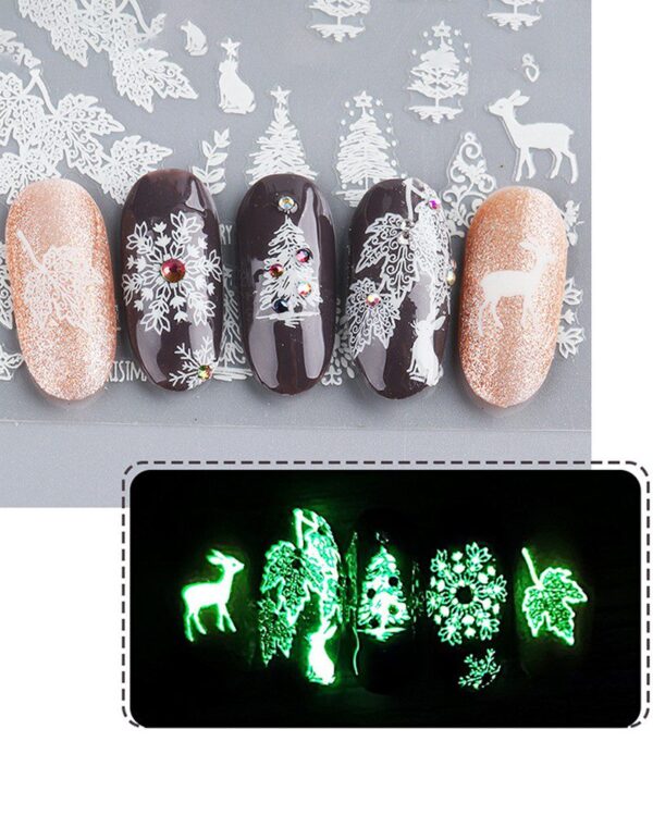 1 Sheet Night Glow Luminous Christmas Pattern Nail Sticker - Image 4