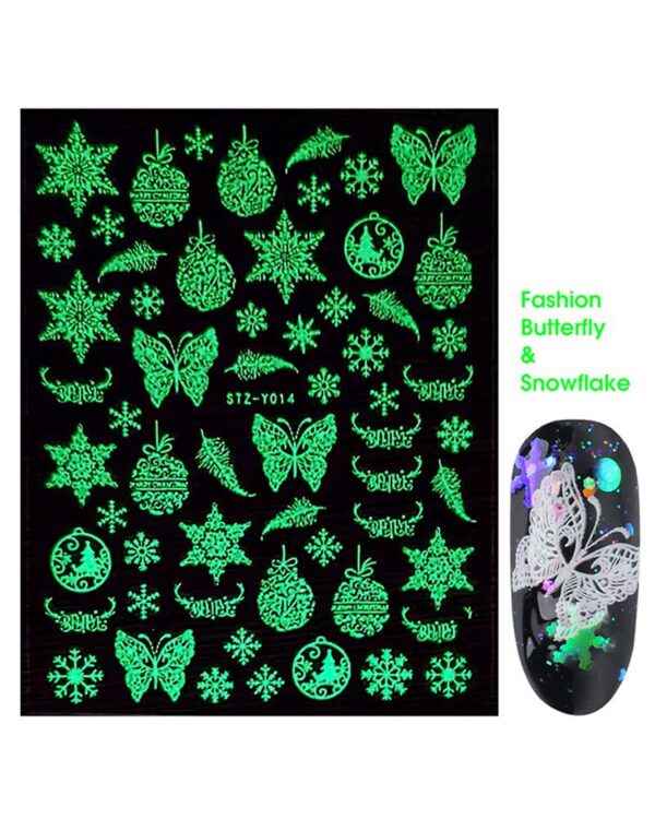 1 Sheet Night Glow Luminous Christmas Pattern Nail Sticker - Image 5