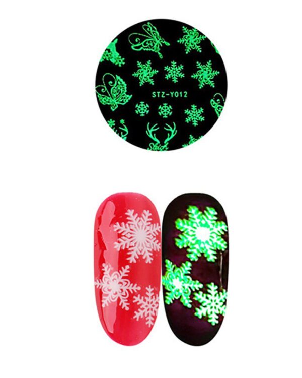 1 Sheet Night Glow Luminous Christmas Pattern Nail Sticker - Image 3