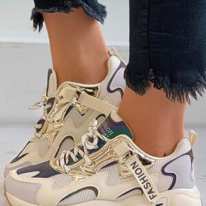 Letter Pattern Colorblock Lace-up Sneaker