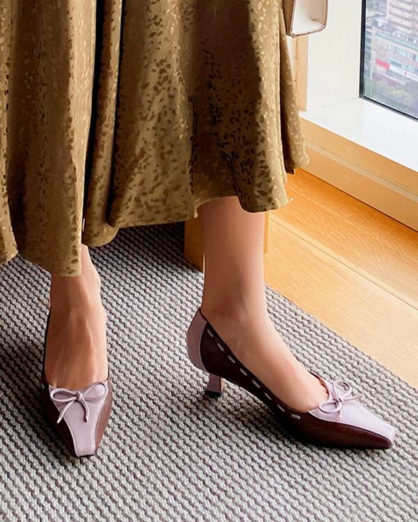 Square Toe Bow Tie Pumps