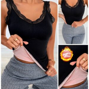 Super Thick Lace Trim Padded Tank Thermal Vest Undershirt