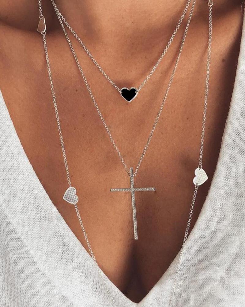 Bohemian Love Cross Multilayer Necklace