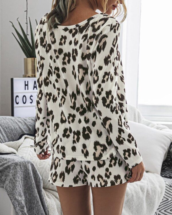 Leopard Print Long Sleeve Pajamas Set - Image 3