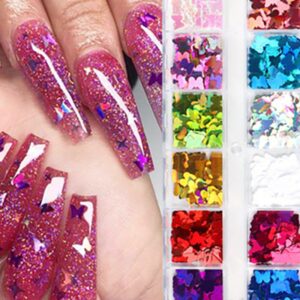 1Box Colorful Butterfly Shaped Sequins Nail Art Decoration