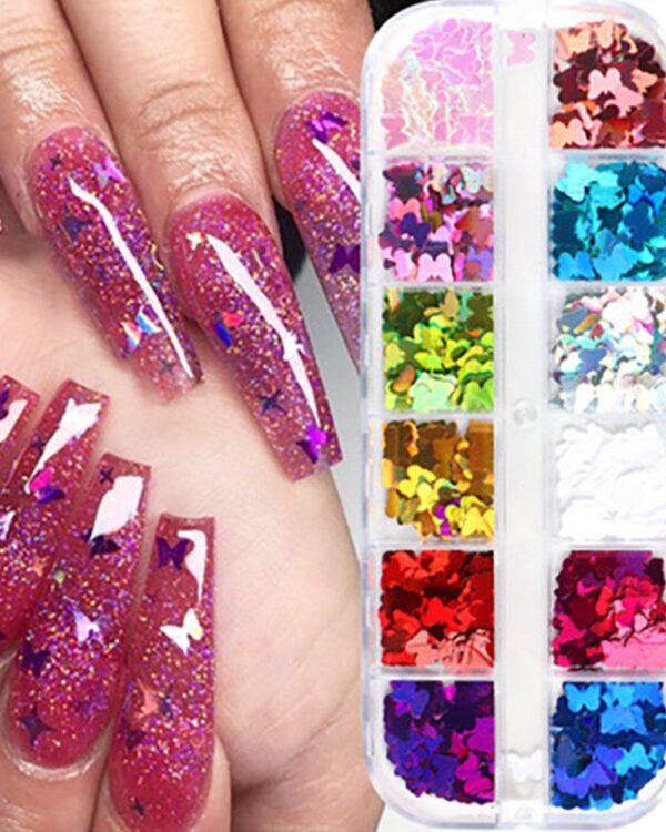 1Box Colorful Butterfly Shaped Sequins Nail Art Decoration