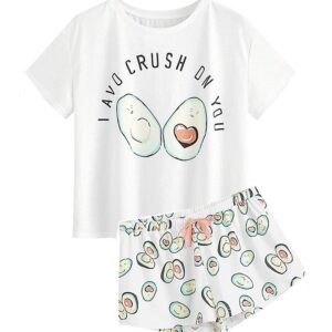 Avocado Print Short Sleeve Pajamas Set