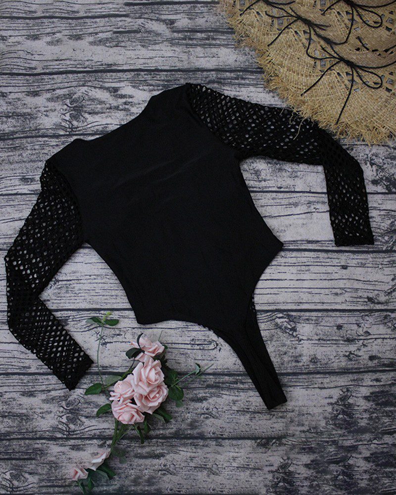 Fishnet Zip Front One Piece Swimsuit - Image 3