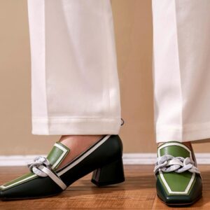 Contrast Color Square Toe Loafers