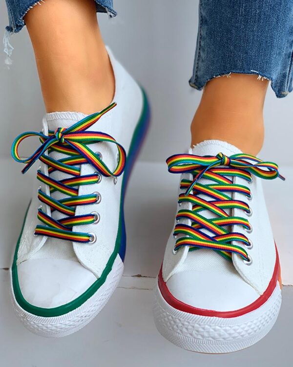 Colorblock Lace-Up Casual Sneakers