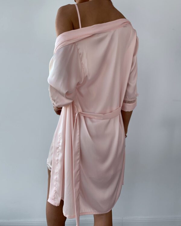 Lace Trim Satin Padded Robe & Gown Set - Image 3